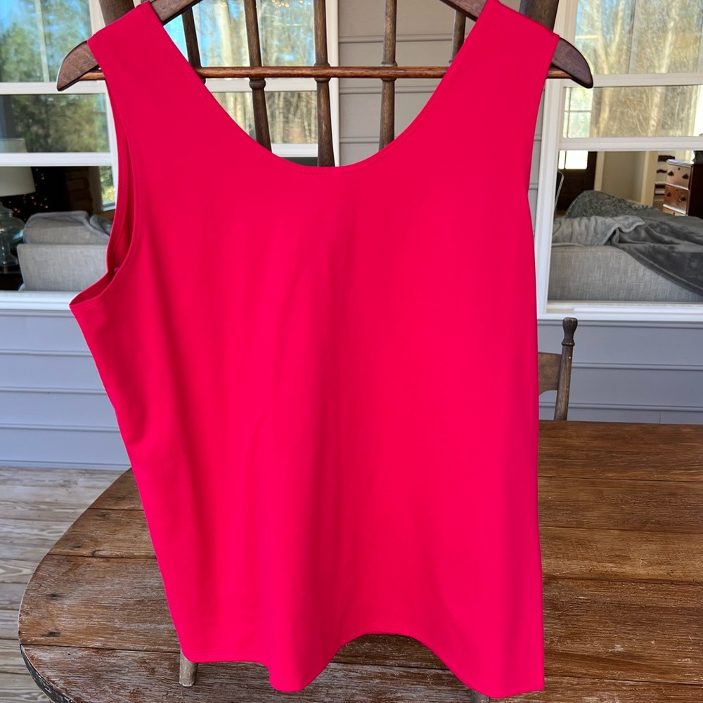 NWT! Chico’s Maraschino Cherry Pink Tank Top Sleeveless Boxy Microfiber Size XL - Picture 5 of 11